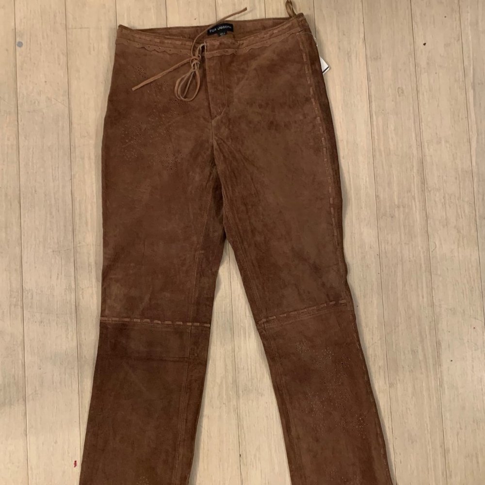 NEW VINTAGE FOR JOSEPH BROWN SUEDE LEATHER PANTS MID RISE SIZE 26